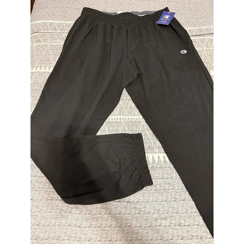 Champion Authentic Athleticwear Mens Black XL Cotton Sweatpants Drawstring p7310 - Picture 2 of 5